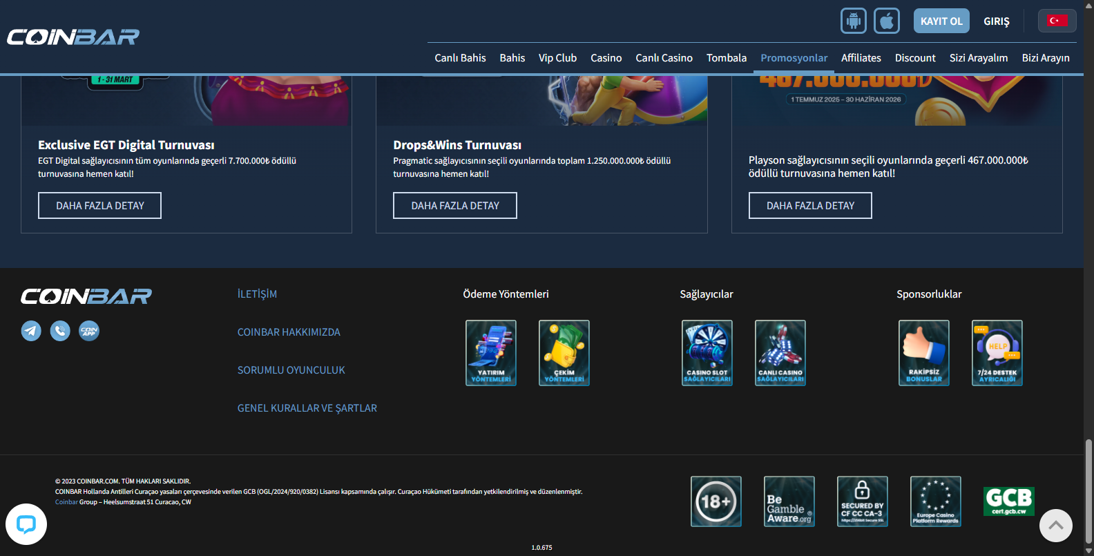 Coinbar Yeni Bonuslar