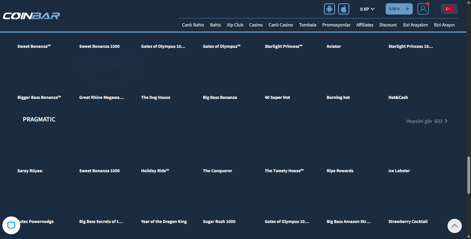 Coinbar Top  Casino Oyunları